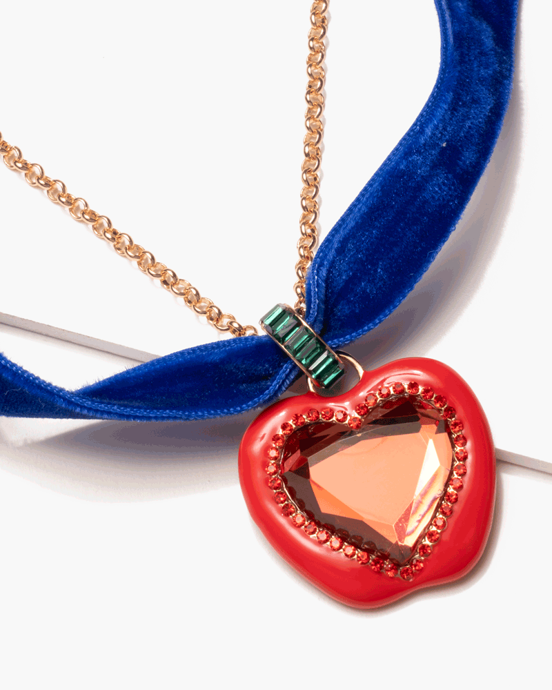Disney Snow White Apple Heart Mirror Necklace