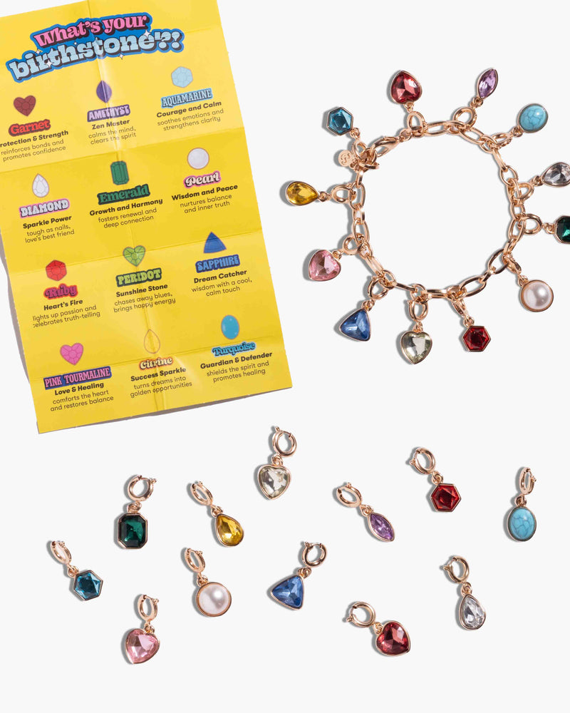 Birthstone charm bracelet and charms